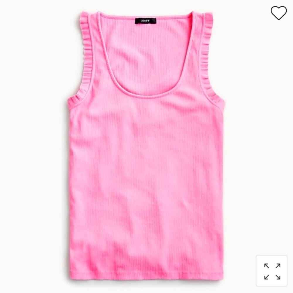 J. Crew Ribbed Pink Ruffle Tank | M